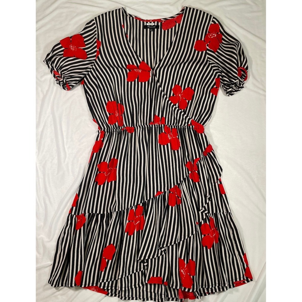 Madewell Ruffle-Wrap Dress in Candied Orchids Size 4 - Picture 4 of 7
